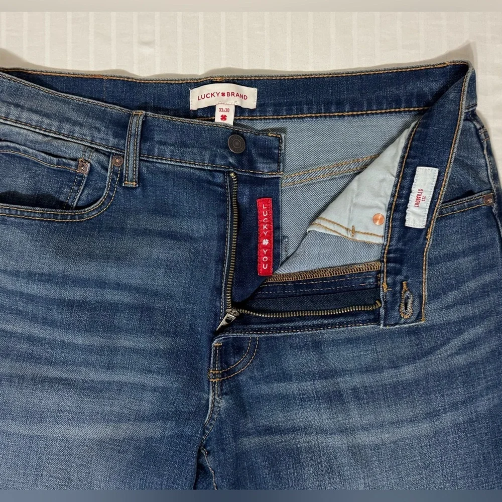 Lucky Brand 223 Straight Leg Jeans Men’s 33x30 Blue Medium Wash Whiskered - Picture 5 of 13